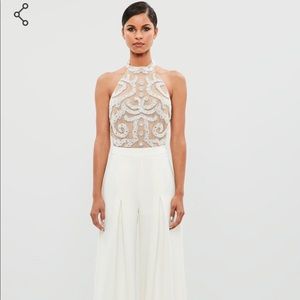 peace + love embellished nude bodysuit - size 2